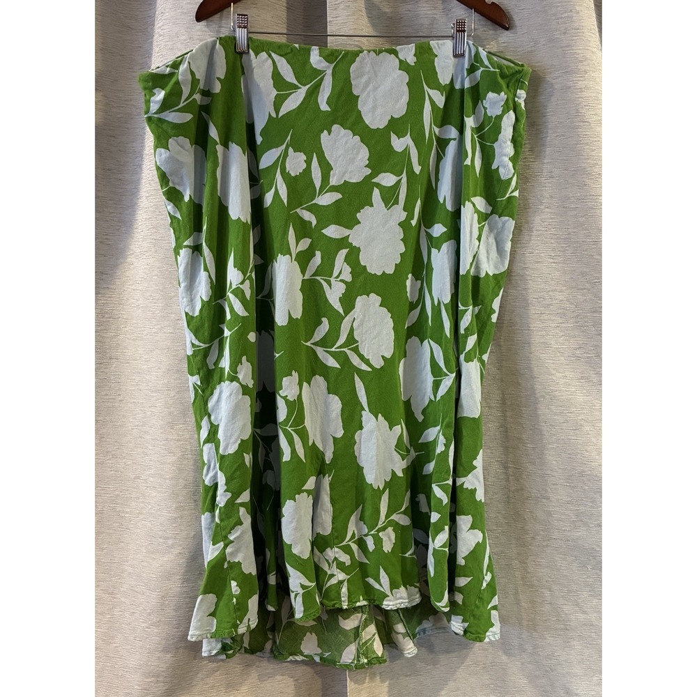Kate Spade X Target Green & White Floral Midi Skirt Linen Blend Size 3X‎